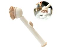 Soap Dispensing Dish Brush, Washing Up Brushes for Kitchen, Scrubbing Brush with Handle, Cleaning Brushes Kitchen Brushes for Dishes Pot Pan Sink Cleaning (White)