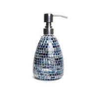 Soap Dispensing Mosaic Hand Soap Dispenser Blue Glass Stylish Soap Dispenser for Bathroom Durable Bathroom Soap Dispenser Elegant Hand Soap Dispenser for Bathroom Modern Home Decor New Home Essentials