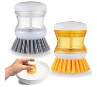 Soap Dispensing Palm Brush, 2 in 1 Multifunctional Washing up Brush with Liquid Dispenser for Dishes Pot Pan Sink Cleaning