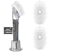 Soap Dispensing Replacement Dish Brush Storage Set with 2 PCS Brush Refills & Holder - RIMAY Dispenser Scrub Cleaning Scrubber Kitchen Dishwashing Dish Wand Handle for Dishes/Pans/Pots/Sink(Black)