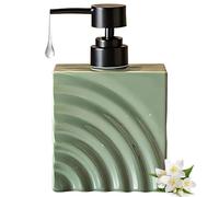 Soap Dispensing Soap Dispenser Bathroom Square Ceramic Liquid 11.5Oz with Black Pump Refillable Dish Decoracion Para Cocina(Matcha Green)
