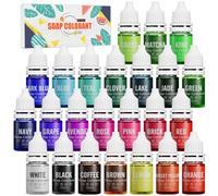 Soap Dye - 24 Colour Food Grade Skin Safe Soap Coloring Bath Bomb Colour Dye for DIY Soap Making Supplies - Liquid Concentrated Soap Colourant for Bath Bomb Supplies Kit, Handmade Soaps, Slime, Craft