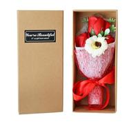 Soap Flower Bouquet, Boxed Flower Bouquet, Romance Carnations And Roses, Bath Soap Scented For Wedding Mothers Day Decoration, Thoughtful Birthday Present For Women