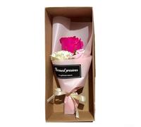 Soap Flower Box with 3 Carnation Rose Soap Flowers for Women's Day and Mother's Day, Long Lasting Fragrance and Elegant Decorative Presentation (Pink)