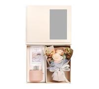 Soap Flower Day Gift Present Fill With Carnations And Roses Flowers Women Birthday Wedding Anniversary White Day Graduation Respect For The Day Around 100ml Tkn363 (B, One Size)