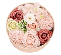Soap Flowers Gift Box for Mothers Day Gifts Romantic Roses Soap Flowers Box with Greeting Card Round Bath Flowers Box Beautiful Gift for Women Valentines Anniversary Day StyleA