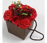 Soap Flowers in Box, Decorative Bath soap.Luxury Red Rose and Carnation Flower