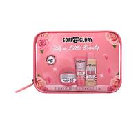 Soap & Glory Bag A Little Beauty 3 Piece Mini Gift Set, Original Pink Fragrance, Body Butter, Body Wash, Body Scrub, Transparent Washbag