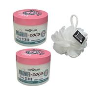 Soap Glory Body Care | Magnifi-Coco Body Scrub 300ML| Twin Pack Exfoliating And Smoothening With Free Beauty Body Puff(Any Colour)