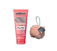 Soap Glory Smoothing Body Scrub,Body Polish,Sloughs Away Dead Skin Cells 200ML With Free Beauty Body Puff (Any Colour)