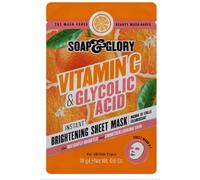 Soap Glory Vitamin C & Glycolic Acid Brightening Sheet Mask for Instant Skin Brightening and Smoothing - Skin Treatment Mask