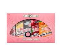 Soap Glory Your Mask Chance 5-Piece Sheet Mask Gift Set, Includes SPEED PLUMP™, WHAT A PEELING!™, BRIGHT + BEAUTIFUL™, Vitamin C and Pomegranate Masks for Hydrating, Brightening, Clearing