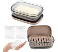 Soap Holder, 2Pcs Travel Soap Case, Portable Soap Box, Soap Case with Draining Grid, Soap Dish With Lid, Easy Cleaning Soap Tray for Bathroom, Gym, Camp, Travel, Outdoor