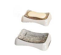 Soap Holder Bathroom Soap Dishes With Water Tray Double Layer Plastic Dish Apartment Essentials Decor(Grey)