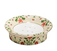 Soap Holder Floral Decorative Self Draining Double-Layer Round Tray Apartment Essentials Decor(Style B)