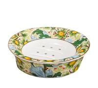 Soap Holder Floral Decorative Self Draining Soap Dish Double-Layer Round Tray Apartment Essentials Decor(Style a)