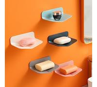 Soap Holder Shower Wall Mounted for Bathroom, Self-draining Soap Dish for Shower, Plastic Sponge Holder for Kitchen. (Light Blue, 2)