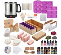 Soap Making Kit for Adults All-in-One DELUXEPRO DIY 500+PCS Soap Making Supplies with Melter Pot, Goat Milk Soap Base, Dyes, Essential Oil & Fragrances, 3 Silicone Molds, Cutters, Silicone Loaf Molds