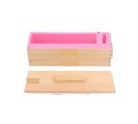 Soap Moulds 1200ml Rectangle Silicone Soap Mold Wooden Box with Cover DIY Handmade Form Craft Cake Toast Loaf Baking Mould Tools(Set of Pink)