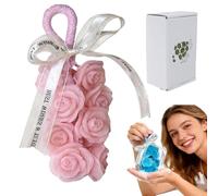 Soap on a rope men, women, Rose Soap, Christmas personalized handmade crystal grape soap Aromatic BarSoap for Bath and Hand Washing Child Gentle Cleansing (Pink)