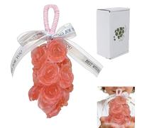 Soap on a rope men, women, Rose Soap, Gift Box Christmas personalized handmade crystal grape soap Aromatic BarSoap for Bath and Hand Washing Child Gentle Cleansing (Red)