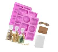 Soap Packaging Set with Silicone Soap Forms, Clear Bags, Cord and Saver Pouches for Decorative Wrapping Supplies Packaging Bags Cord Saver Pouches Raised