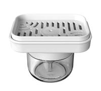 Soap Pump Dispenser - Clear Glass Reservoir 1 Hand Oparation Press Plate, Integrated Pad Dock, Manual Fluid Release System | Home Counter Washing Area Organization Solution Storage Accessory