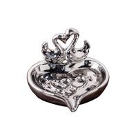 Soap Rack Ceramic Swan Heart-shaped Soap Dish Household Holder Wedding Decoration Bathroom Accessories Countertop(Silver)