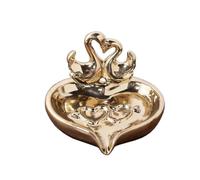 Soap Rack Ceramic Swan Heart-shaped Soap Dish Household Holder Wedding Decoration Bathroom Accessories Countertop(Gold)