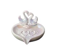 Soap Rack Ceramic Swan Heart-shaped Soap Dish Household Holder Wedding Decoration Bathroom Accessories Countertop(White)
