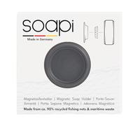 Soapi - Super Strong Magnetic Soap Holder - Wall Mounted Soap Holder - No Drilling Required - Sustainable - Made From Recycled Fishing Nets - Dark Grey