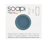 Soapi - Super Strong Magnetic Soap Holder - Wall Mounted Soap Holder - No Drilling Required - Sustainable - Made From Recycled Fishing Nets - Petrol