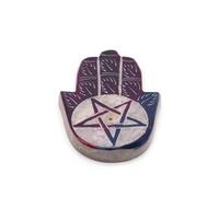 Soapstone Hamsa Incense Holder - Pentagon Design, Decorative & Safe
