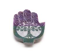 Soapstone Hamsa Incense Holder With Tree Of Life - Medium Decorative Stand