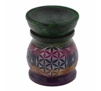 Soapstone Oil Burner 10cm - Flower of Life - Five Colours KDMD Multi One Size