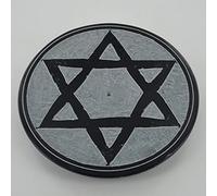 Soapstone Pentagram Incense Plate Silver Style Bedroom Living Room Fragrance Home Decor Candles Mythical Symbol Magic Witch Celtic Pagan Wiccan 10cm