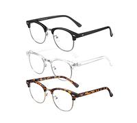 SOAR&EAGLE 3 Pack Blue Light Blocking Glasses,Computer Gaming Glasses,Retro Semi Rimless UV400 Clear Lens Computer Eyewear for Men/Women