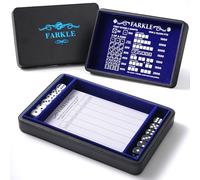 Soar Forge Deluxe Farkle Dice Tray and Storage - Elegant Faux Leather Travel Case with Score Sheets, 2 Sets of Dice, Guide & Velvet Lined Rolling Arena for Many Classic Games (Royal Blue)