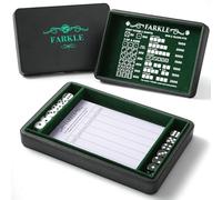 Soar Forge Deluxe Farkle Dice Tray and Storage - Elegant Faux Leather Travel Case with Score Sheets, 2 Sets of Dice & Velvet Lined Rolling Arena for Many Classic Games (Emerald Green)