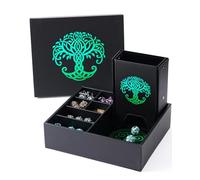 Soar Forge Dice Tray and Dice Tower for DND and RPG - All-in-One Game Roamer Tray & Large Tower for Random Rolls - Stores Your Sets, Mini's and More Compatible with D&D (Green Tree)