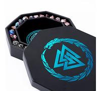 Soar Forge Dice Tray for DND and RPG - Beautiful Cerulean Blue Valknut and Dragon 9 Inch Rolling Tray Compatible with Dungeons and Dragons and Tabletop RPGs - Box Storage to Protect Dice