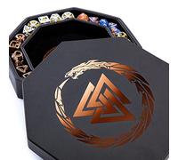 Soar Forge Dice Tray for DND and RPG - Beautiful Copper Valknut and Dragon 9 Inch Rolling Tray Compatible with Dungeons and Dragons and Tabletop RPGs - Box Storage to Protect Dice