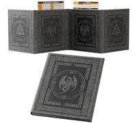 Soar Forge DM Screen for DND with 4 Wider Panels - Crystal Clear GM Pockets - Embossed Faux Leather Dungeon Master Screen with Celtic Knot & Dragon Design for D&D 5e & More