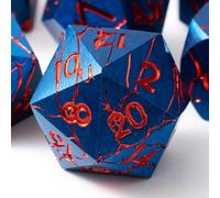 Soar Forge Metal Dice for DND and RPG Gaming - Pharaoh Ruins Blue with Red Cracks - Polyhedral Dice Set Compatible with RPG, D&D, Dungeons and Dragons and More