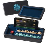 Soar Forge Sanctum Dice Box - Premium Case & Dice Tray for DND - Phone/Pen Slot, Magnetic Lid and Storage for your Sets, Mini's and More - Felt-Lined Vault Holder for D&D and RPG (Blue)