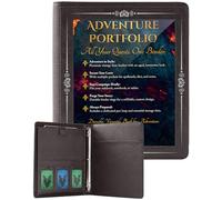 Soar Forge Vintage Adventurer's Portfolio - PU Faux Leather Character Sheet Binder, Binder for DND with Spell Card Display Organizer, Clear Front Cover, and Storage Pockets