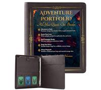 Soar Forge Vintage Adventurer's Portfolio - PU Faux Leather Character Sheet Binder, Binder for DND with Spell Card Display Organizer, Clear Front Cover, and Storage Pockets