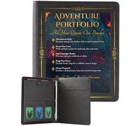 Soar Forge Vintage Adventurer's Portfolio - PU Leather Character Sheet Binder, Binder for DND with Spell Card Display Organizer, Clear Front Cover, and Storage Pockets (Shadow Brown w/Gold Foil)