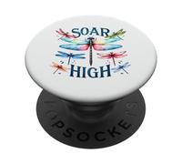 Soar High Colorful Dragonfly Watercolor Insect Design PopSockets Adhesive PopGrip