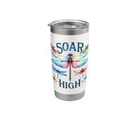 Soar High Colorful Dragonfly Watercolor Insect Design Stainless Steel Insulated Tumbler